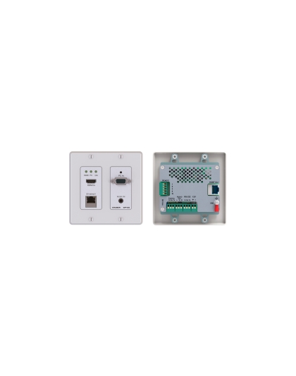 4K60 4:2:0 HDMI &amp; VGA Wall–Plate Auto Switcher/Transmitter over Extended–Reach PoE over HDBaseT with Maestro Room Automation