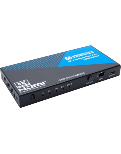 8K HDMI 2.1 and HDCP 2.3 Compliant 2x1x2 Splitter &amp; Switcher