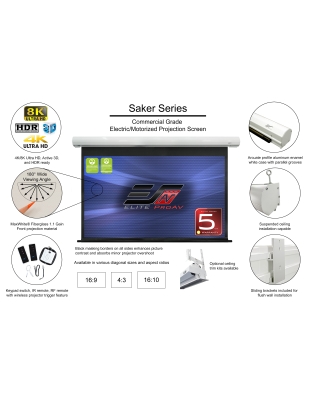 135-Inch Saker Series Electric 16:9 Front Projection Screen