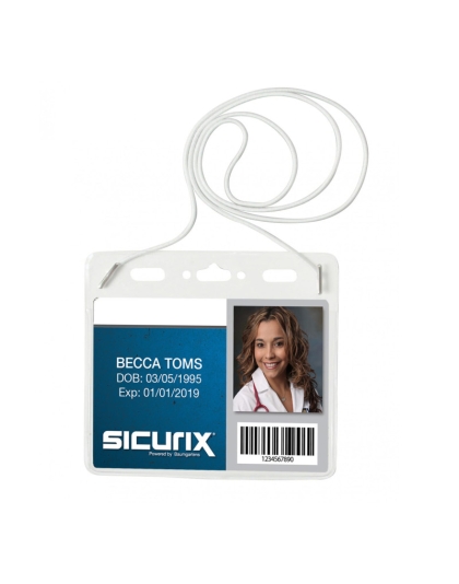 Convention Size Badge Holders with Cord, Horizontal, Pack of 25