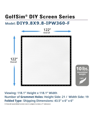 -Inch GolfSim DIY ImpactWhite Portable  Front Projection Screen