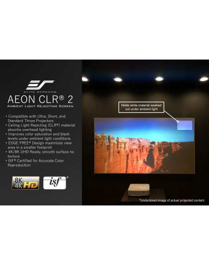 123-Inch Aeon CLR 2 Series Fixed Frame Ceiling/Ambient Light Rejecting 16:9 Front Projection Screen