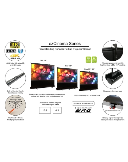 150-Inch ezCinema Series Portable 16:9 Front Projection Screen