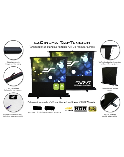 100-Inch ezCinema Tab-Tension Series Portable 4:3 Front Projection Screen