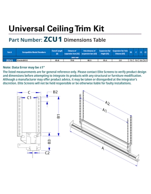 Elite Screens Universal Ceiling Trim Kit for Concealed Hidden In-ceiling Projector Screen Installation, ZCU1