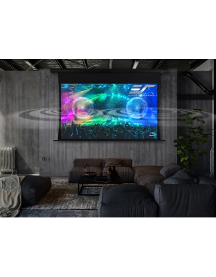 110-Inch Saker Tab-Tension AcousticPro UHD Series Electric Tab Tension Acoustically Transparent 16:9 Front Projection Screen