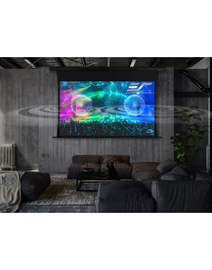 120-Inch Saker Tab-Tension AcousticPro UHD Series Electric Tab Tension Acoustically Transparent 16:9 Front Projection Screen