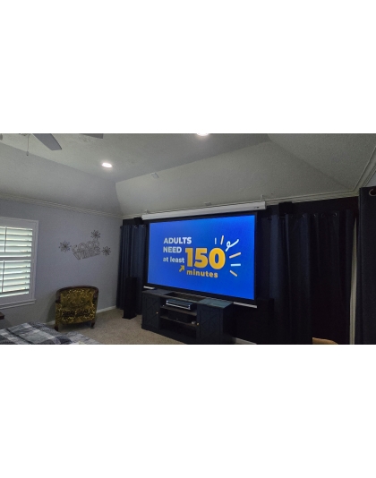 110-Inch Starling Tab-Tension CineGrey 4D AT Series Electric Tab Tension Acoustically Transparent 16:9 Front Projection Screen