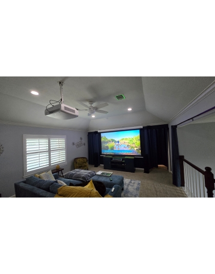 110-Inch Starling Tab-Tension CineGrey 4D AT Series Electric Tab Tension Acoustically Transparent 16:9 Front Projection Screen