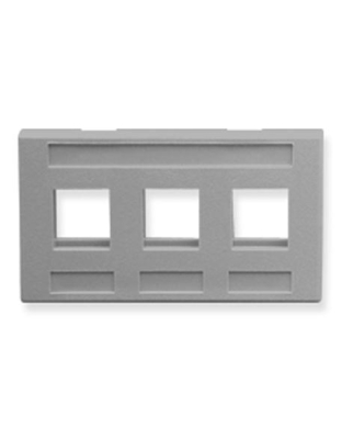 FACEPLATE, FURNITURE, 3-PORT, GRAY