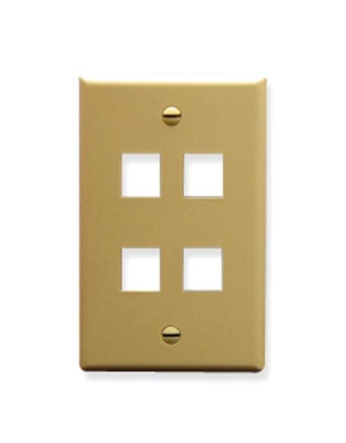 FACEPLATE, FLAT, 1-GANG, 4-PORT, IVORY