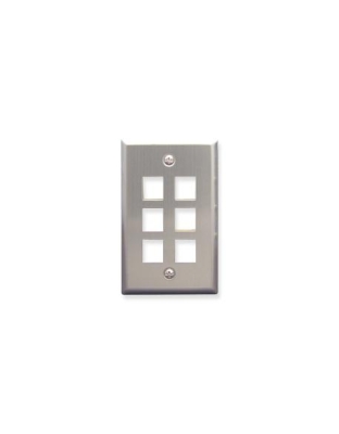 FACEPLATE, STAINLESS STEEL,1-GANG,6-PORT