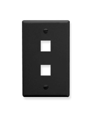 FACEPLATE, FLAT, 1-GANG, 2-PORT, BLACK