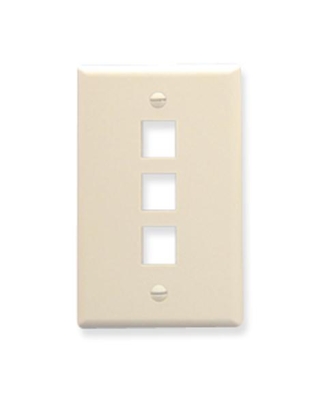 FACEPLATE, FLAT, 1-GANG, 3-PORT, ALMOND