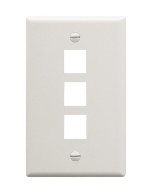 FACEPLATE, FLAT, 1-GANG, 3-PORT, WHITE