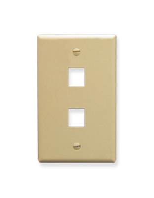 FACEPLATE, FLAT, 1-GANG, 2-PORT, IVORY