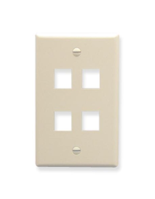 FACEPLATE, FLAT, 1-GANG, 4-PORT, ALMOND