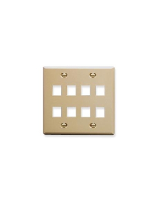 FACEPLATE, FLAT, 2-GANG, 8-PORT, IVORY