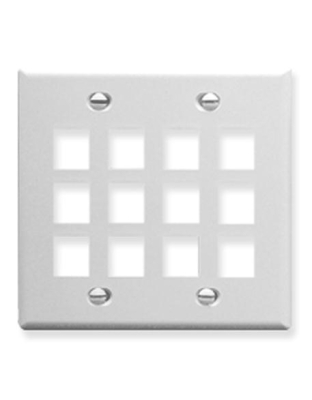 FACEPLATE, FLAT, 2-GANG, 12-PORT, WHITE