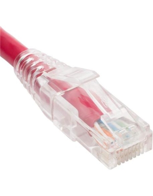 PATCH CORD CAT6 CLEAR BOOT 1' RED