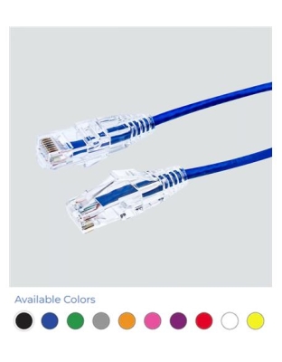 PATCH CORD CAT6 SLIM CORD 2' BLUE