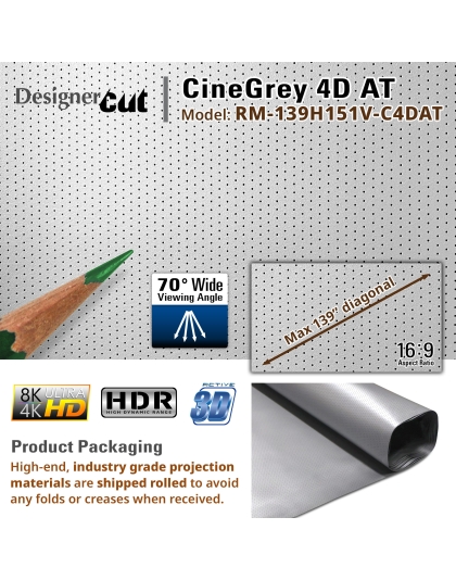 164-Inch Designer Cut CineGrey 4D AT Series DIY 16:9 Front Projection Screen