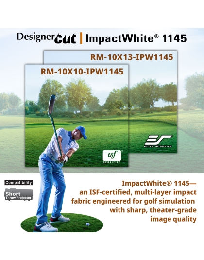 Designer Cut, 85-Inch Diag, 10'x10' ImpactWhite DIY Raw Projector Screen Material for Golf/Multi-Sport Simulation, RM-10X10-IPW