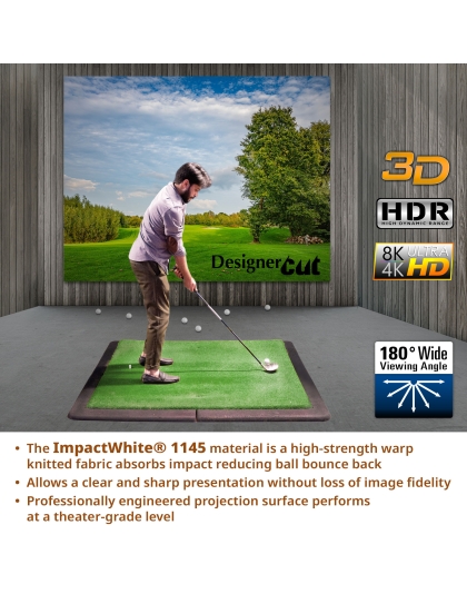 Designer Cut, 85-Inch Diag, 10'x10' ImpactWhite DIY Raw Projector Screen Material for Golf/Multi-Sport Simulation, RM-10X10-IPW