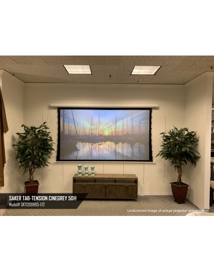 120-Inch Saker Tab-Tension CineGrey 5D Series Electric 16:9 Front Projection Screen