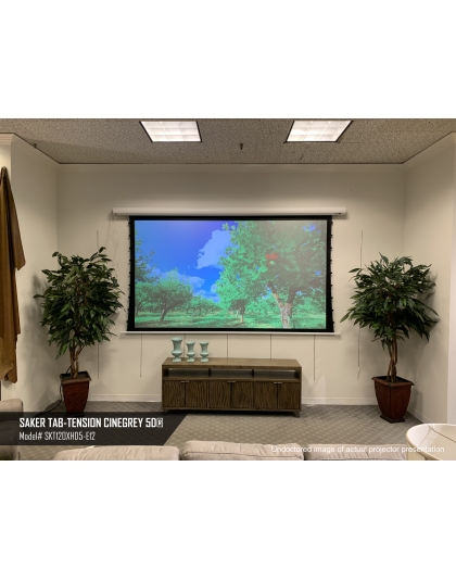 120-Inch Saker Tab-Tension CineGrey 5D Series Electric 16:9 Front Projection Screen