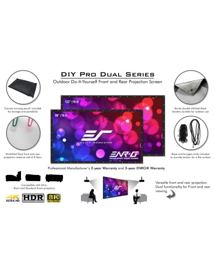 220-Inch DIY Pro Dual Screen Series Portable 16:9 Front and Rear Projection Screen